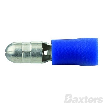 Crimp Terminal Male Bullet 5mm Insulated Blue Pkt 100