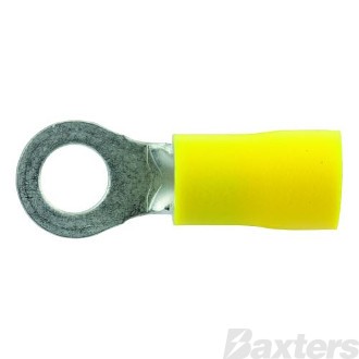 Crimp Terminal Ring 5mm Insulated Yellow Pkt 100