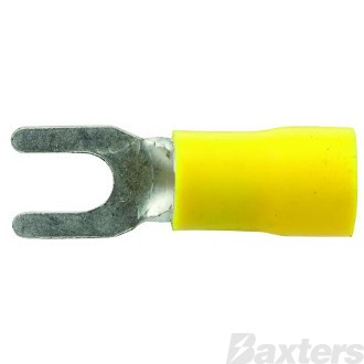 Crimp Terminal Spade 4.2mm Insulated Yellow Pkt 100
