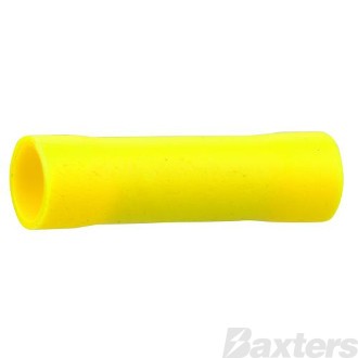 Crimp Terminal Butt Connector 5-6mm Insulated Joiner Yellow Pkt 100