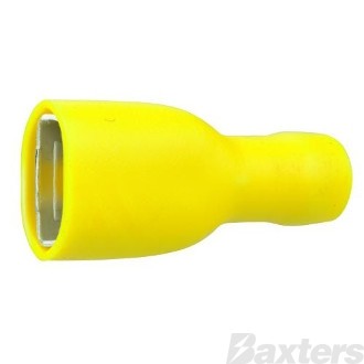 Crimp Terminal Female Blade 9.5mm x 1.2mm Fully Insulated Yellow Pkt 50