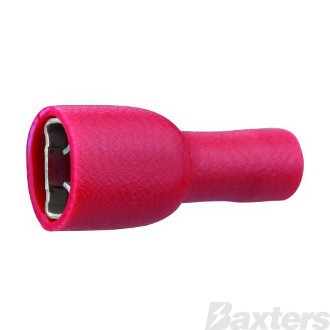 Female Blade Terminals (Push On) Fully Insulated Red 6.4 x 0.8mm Pack 100 ** Can Use RPET1042 **