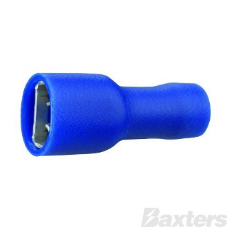 Crimp Terminal Female Blade 6.4mm x 0.8mm Fully Insulated Blue Pkt 100