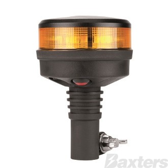 LED Beacon Micro Revolver Dual 10-30V Amber DIN Pole Mount 28W 10 Function SAE Class 1