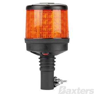 LED Beacon Micro Revolver Dual 10-30V Amber DIN Pole Mount 43W 10 Function SAE Class 1