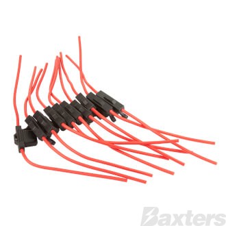 Fuse Holder Wedge/Blade In-line Weather Proof Black with 5mm red Wire Single