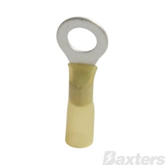 Heat Shrink Terminal Ring 8mm Insulated Yellow Pkt 50