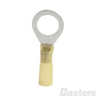 Heat Shrink Terminal Ring 12mm Insulated Yellow Pkt 50