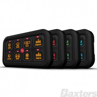Switch Panel 8 Way 10-30V 60A On/Off or Momentary 2 x High Beam Inputs RGB Backlit