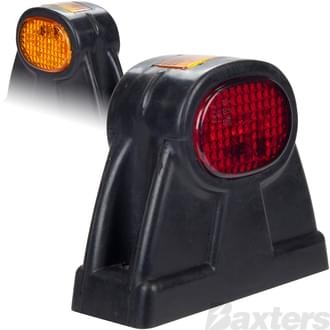 LED Clearance Lamp Amber Red 10-30V 8 LED Black Housing Rubber Mounted