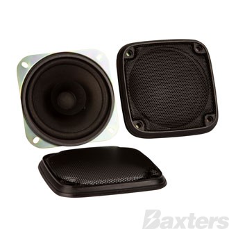 4 Inch 20 Watt Dual Cone Flush Mount Speakers with Covers (Pair) OE Kenworth replacement