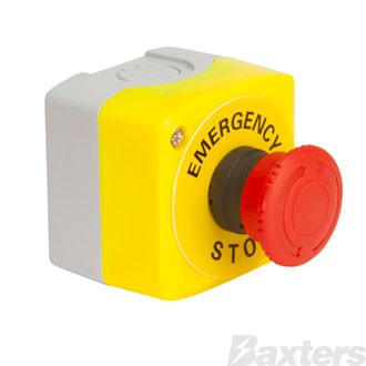 Emergency Stop Switch Push Button Latching Twist to Release Normally Open Contact Normally Closed Contact Polycarbonate Housing